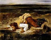A Mortally Wounded Brigand Quenches his Thirst Eugene Delacroix